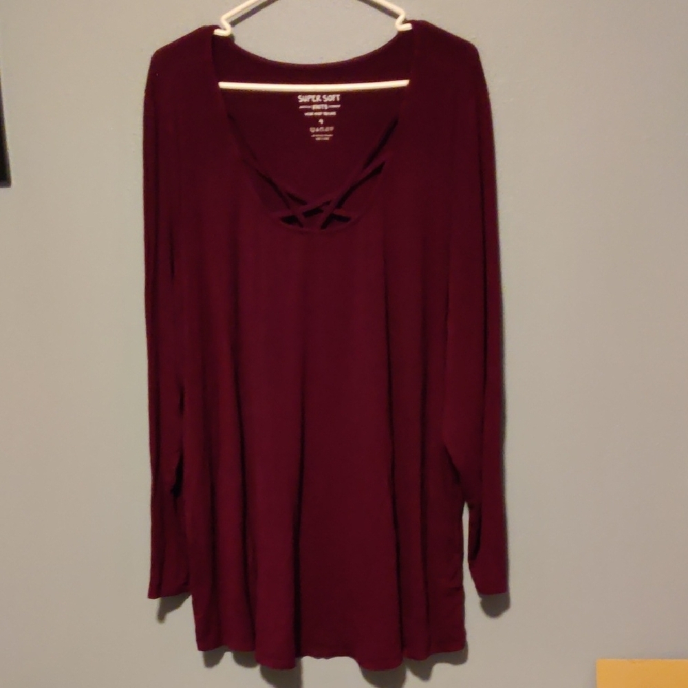 Burgundy Long Sleeve Top
